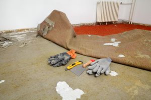 Home renovation, old carpet remove