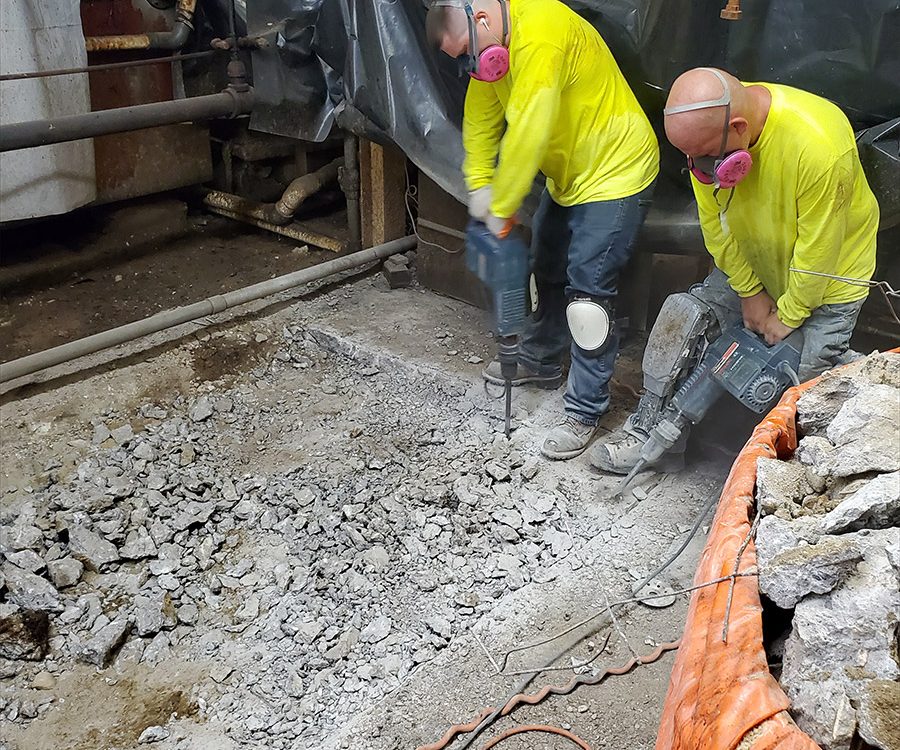 Concrete cutting, reinforcement, pouring high strength Concrete, Westfield, Mass